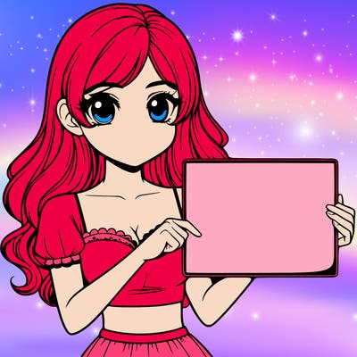realistic pretty girl holding blank sign