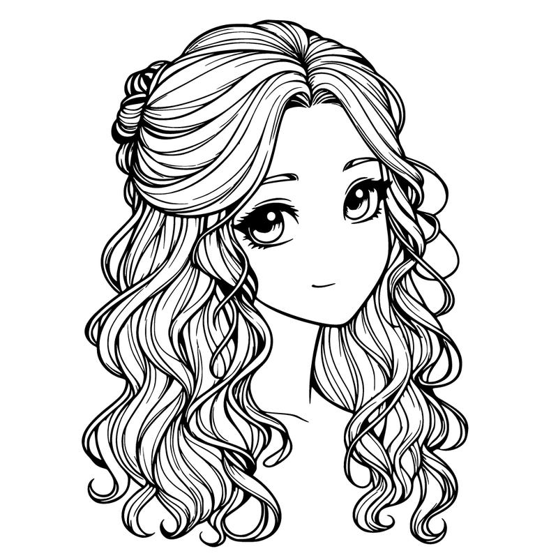 realistic girl with wavy hair