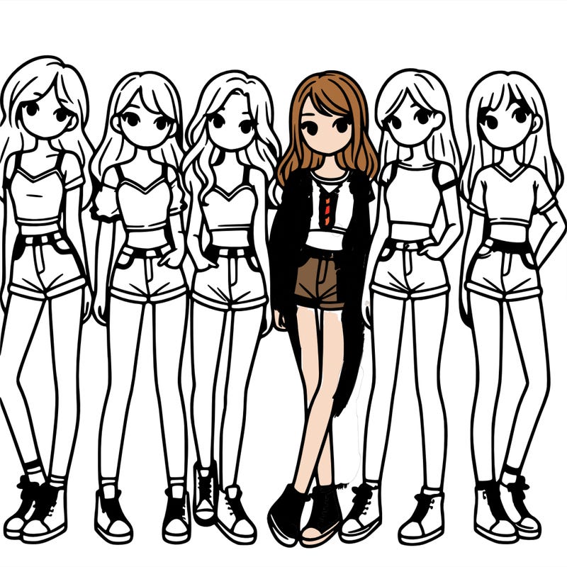 a group of girls wearing crop tops and shorts