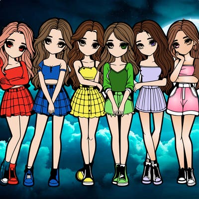 a group of girls realistic