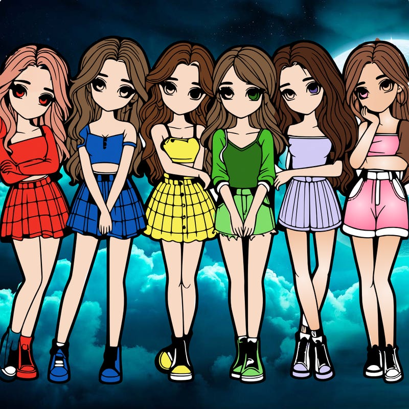 a group of girls realistic