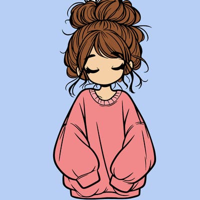 girl with baggy sweatshirt and messy bun