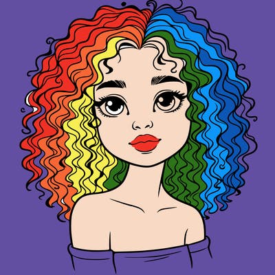 realistic girl with curly hair