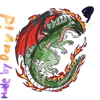 a dragon with aura and some spike in his back like godzilla