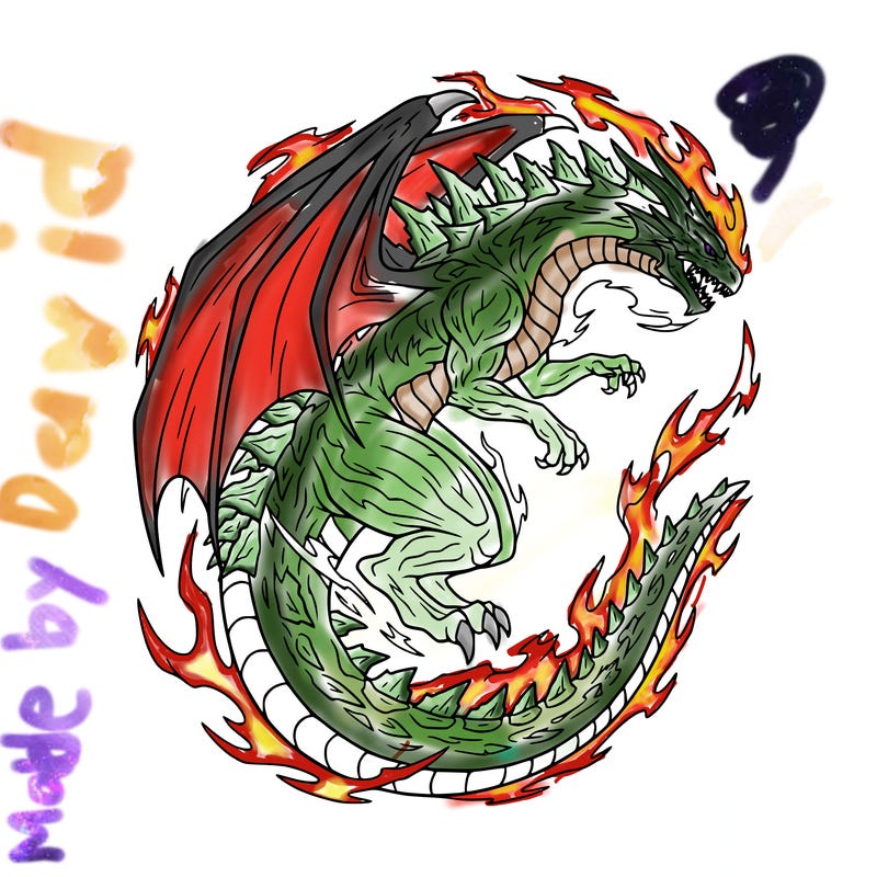 a dragon with aura and some spike in his back like godzilla