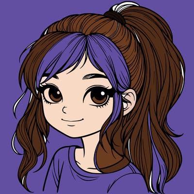 realistic girl with ponytail