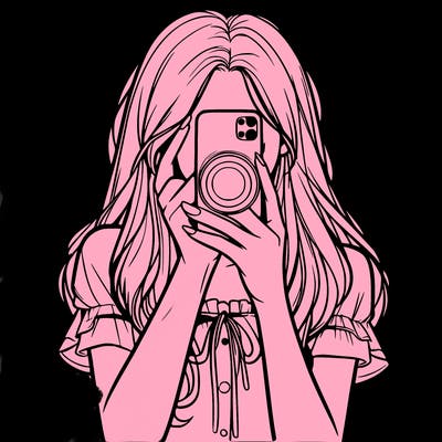 a realistic girl holding her phone taking pictures