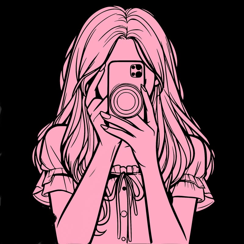 a realistic girl holding her phone taking pictures