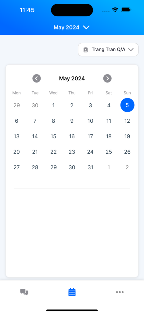 WooSender mobile app calendar view for sales scheduling