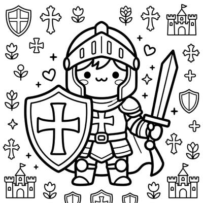 Embark on a charming coloring quest with this unique Kawaii Teutonic Knight, blending medieval bravery with undeniable cuteness. Perfect for fans of history and Japanese-inspired art, this page promises delightful creative fun.