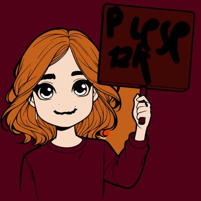 realistic girl holding up a sign