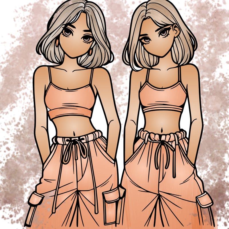 two girls with crop top with baggy pants
