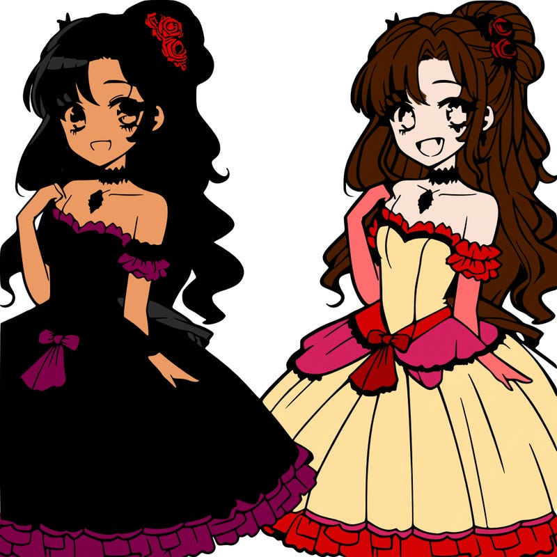 teen vampire girl in a ball dress anime