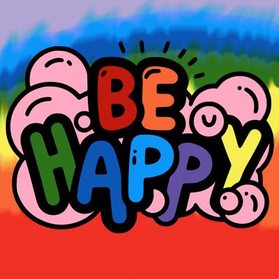 be happy in bubble letters