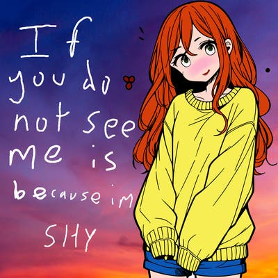 manga teen girl  in a sweater and baggy pants