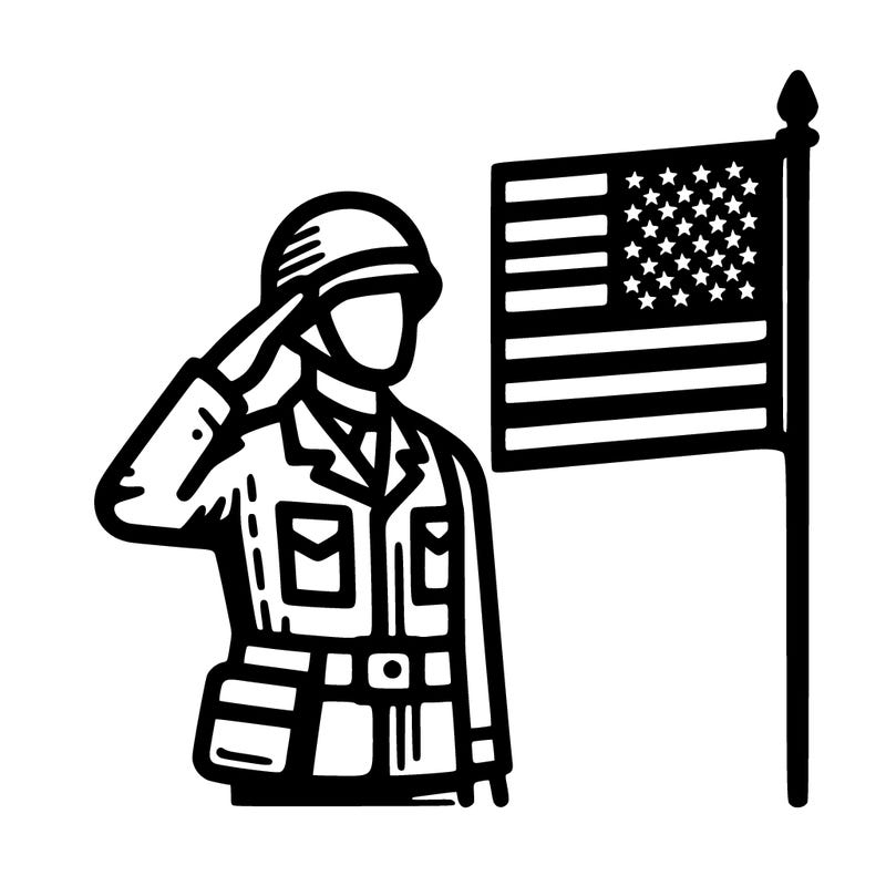soldier saluting a flag.