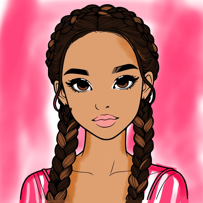 realistic girl with braids