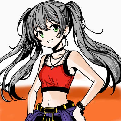 anime girl wearing crop top