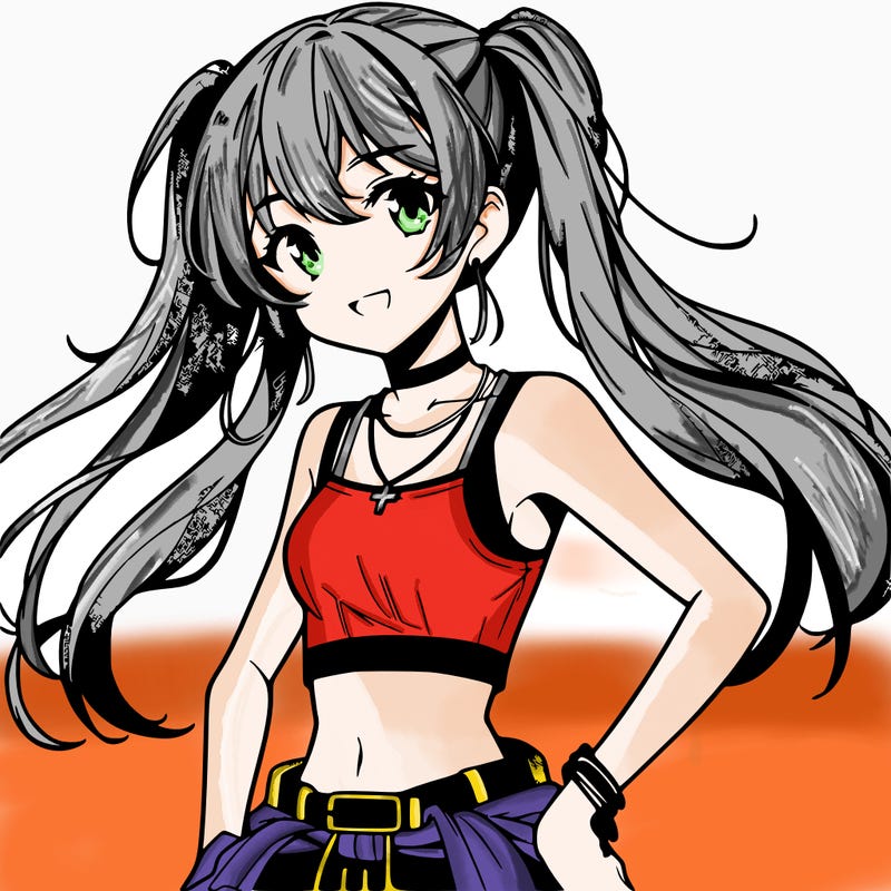 anime girl wearing crop top