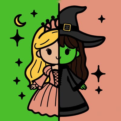 split princess and witch