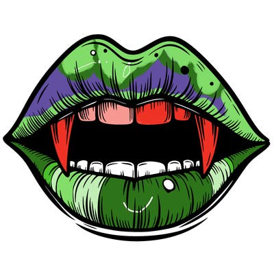 lips with vampire teeth