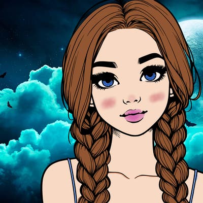 realistic girl with braids