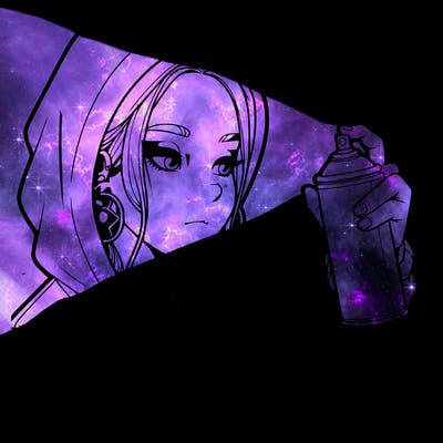 a realistic girl, spray painting