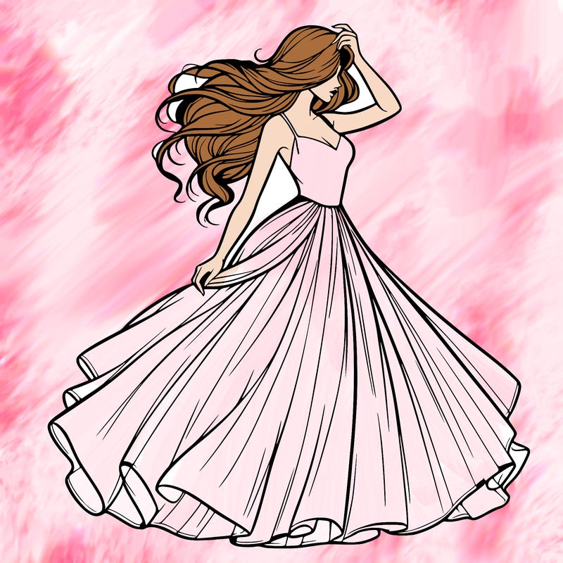 realistic woman with dress flowing in the wind