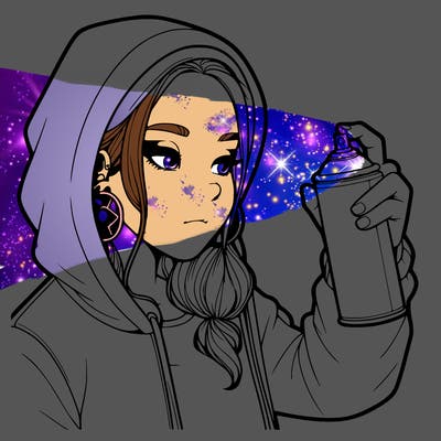 a realistic girl, spray painting