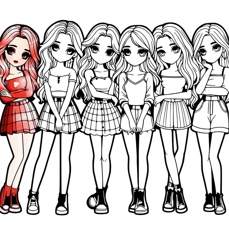 a group of girls realistic