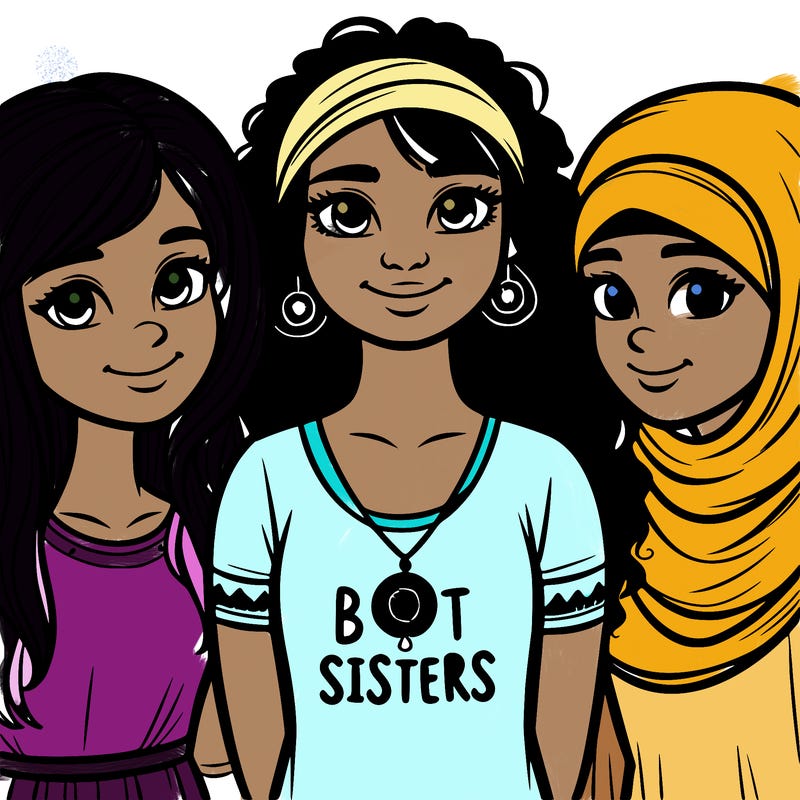 three sisters with a best sisters necklace