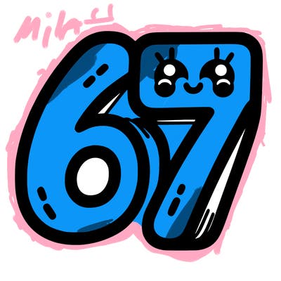 the numbers 67