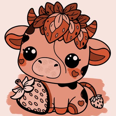 cute strawberry cow
