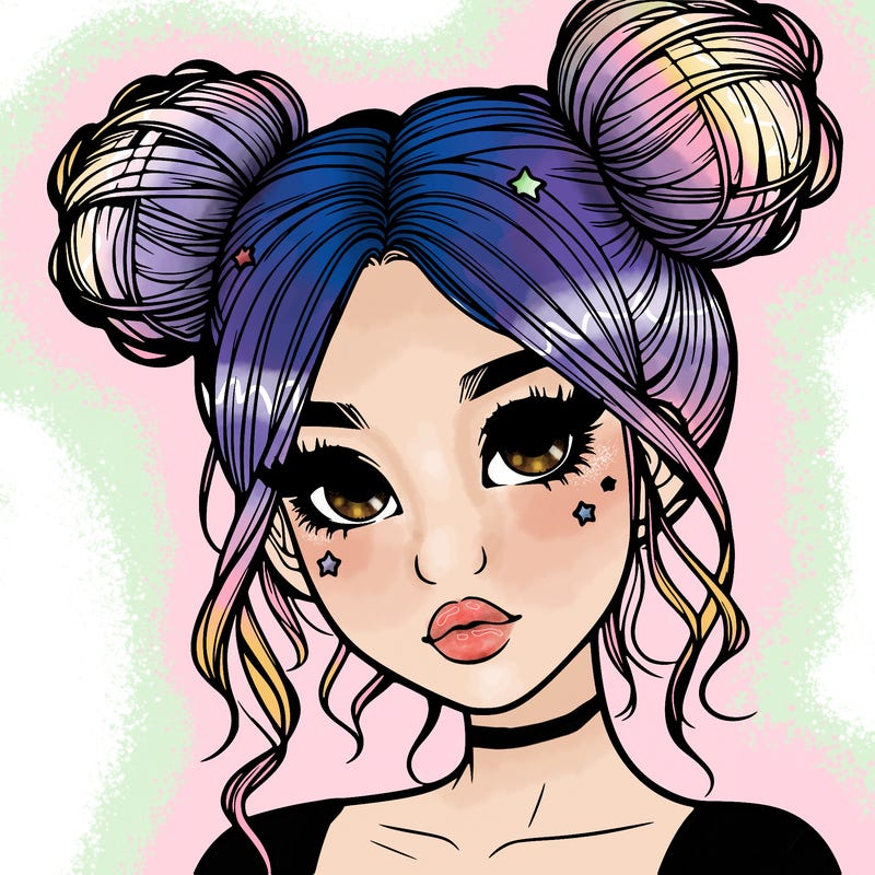 realistic girl with space buns