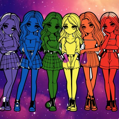 a group of girls realistic