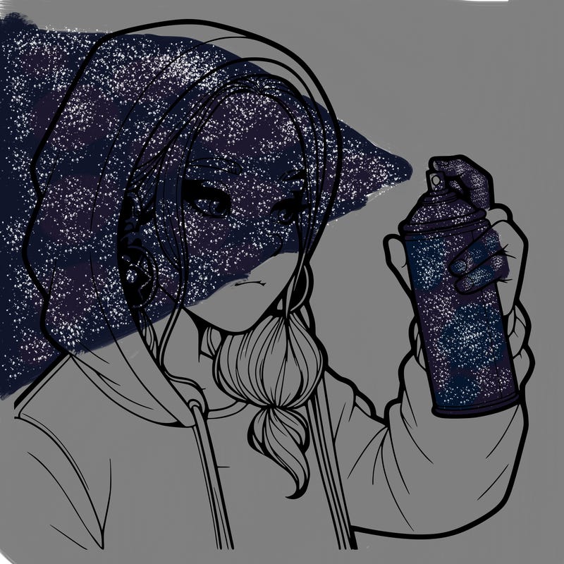 a realistic girl, spray painting