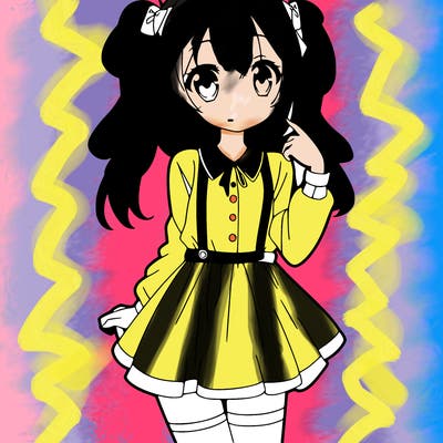 an anime girl wearing a dress and a shirt posing