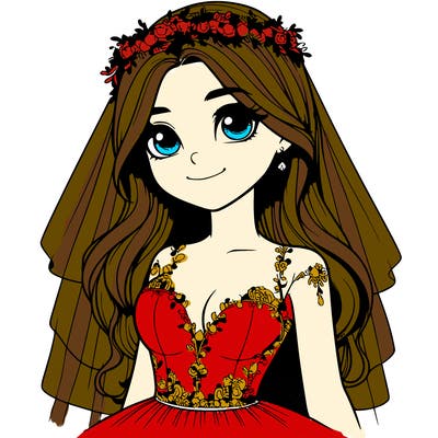 realistic girl in a wedding dress