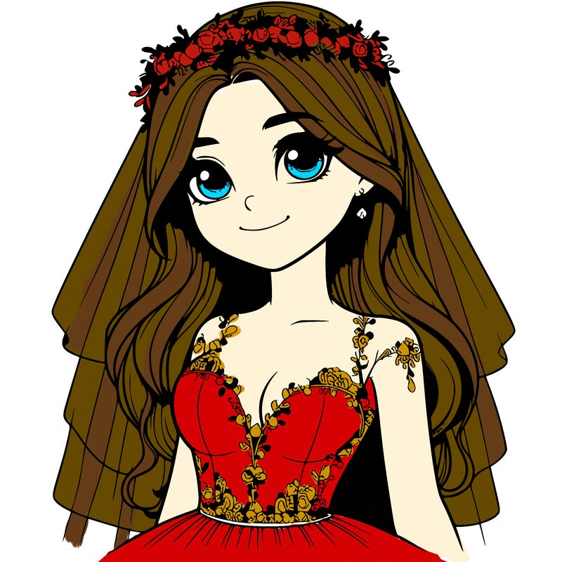 realistic girl in a wedding dress