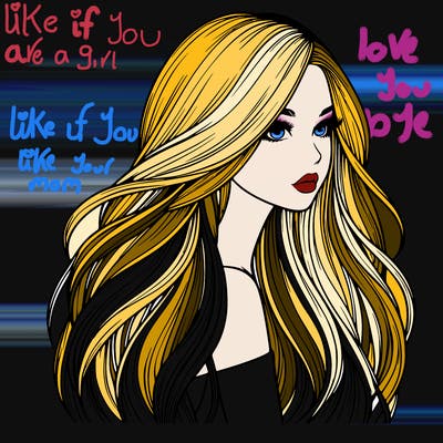 realistic girl with long realistic hair