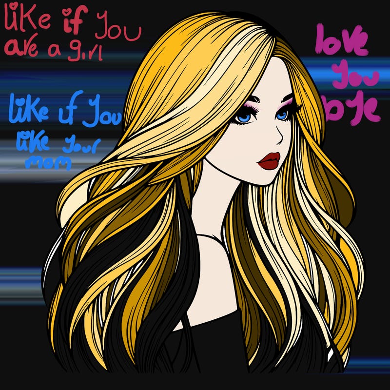 realistic girl with long realistic hair