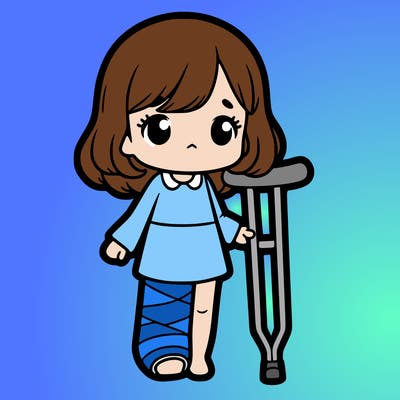 girl with a full leg cast, she’s on crutches