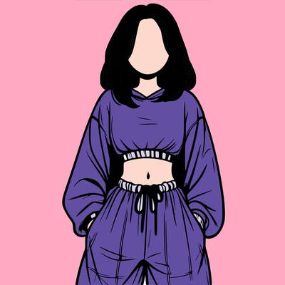 realistic girl faceless with baggy pants and a crop top