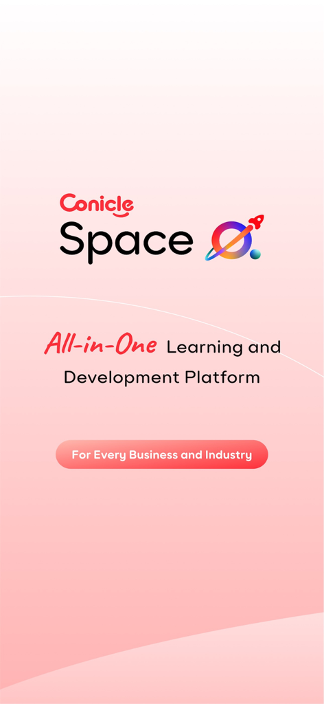 Conicle Space - Conicle Space app splash screen showing the learning and development platform tagline
