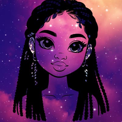 a realistic black girl with braids