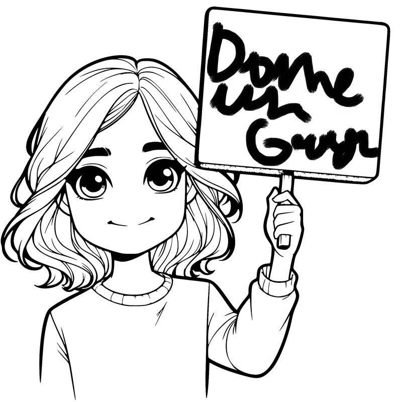 realistic girl holding up a sign