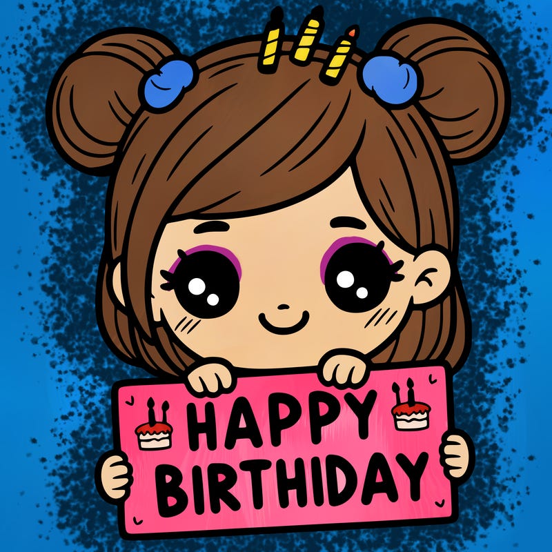 girl holding d happy birthday sign