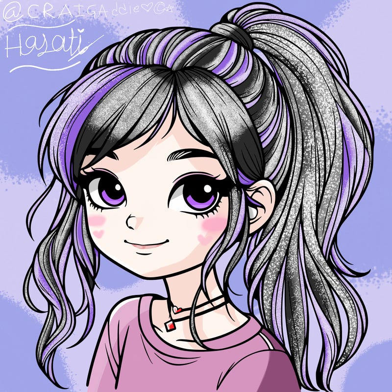 realistic girl with ponytail