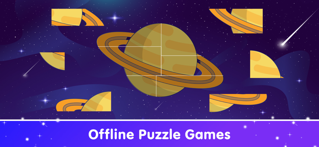 Baby & Toddler Puzzle Games - Un puzle de planeta con temática espacial en la aplicación de juegos de puzles para niños pequeños sin conexión