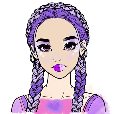 realistic girl with braids
